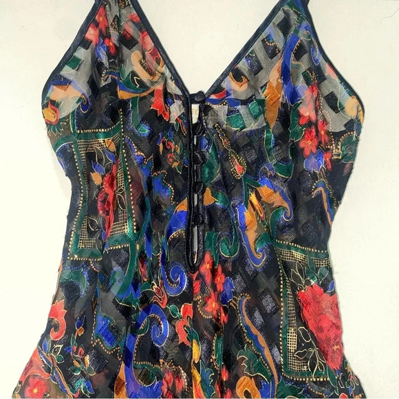 Vintage 80’s 90’s floral  Victoria Secret Gold Label One Piece bodysuit size XS - Picture 3 of 17